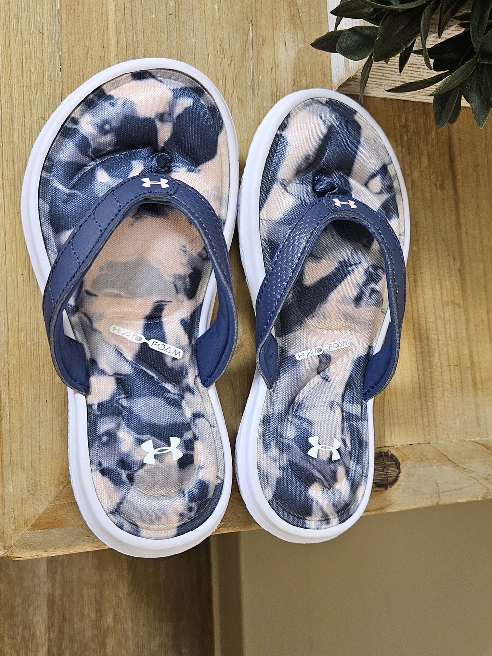 Under Armour Ansa Fixed Strap Printed Sandals Abstract Print Blue & Pink US 1